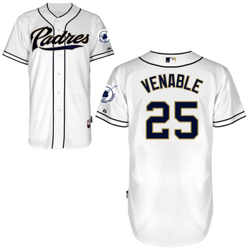 Will Venable #25 MLB Jersey-San Diego Padres Men's Authentic Home White Cool Base Baseball Jersey